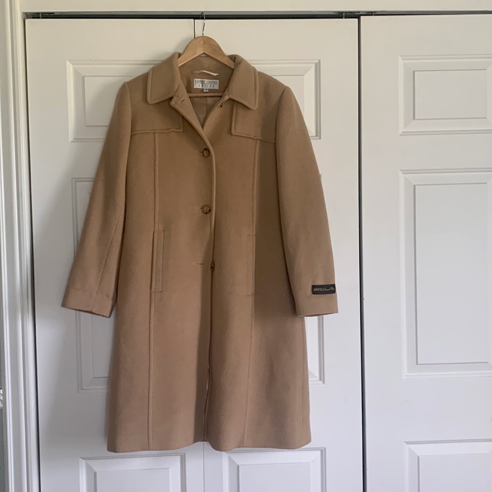 Larry Levine Design Camel Hair Overcoat.
